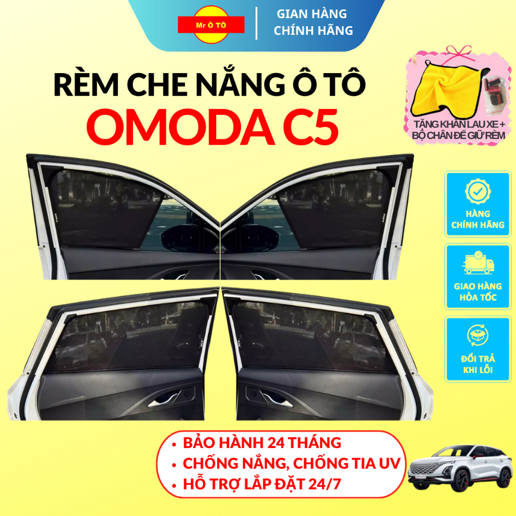 Rèm che nắng ô tô OMODA C5 – Chống tia UV, lắp đặt dễ dàng, chuẩn khít form xe – Mr Ô TÔ, BH 2 năm