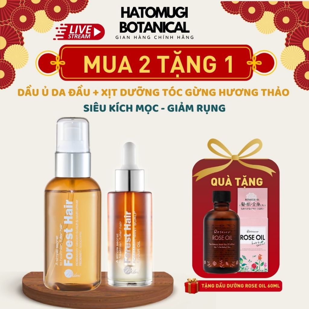 [MUA 2 TẶNG 1] Dầu ủ tóc FOREST HAIR Oil +Xịt dưỡng tóc hương thảo FOREST HAIR kích mọc