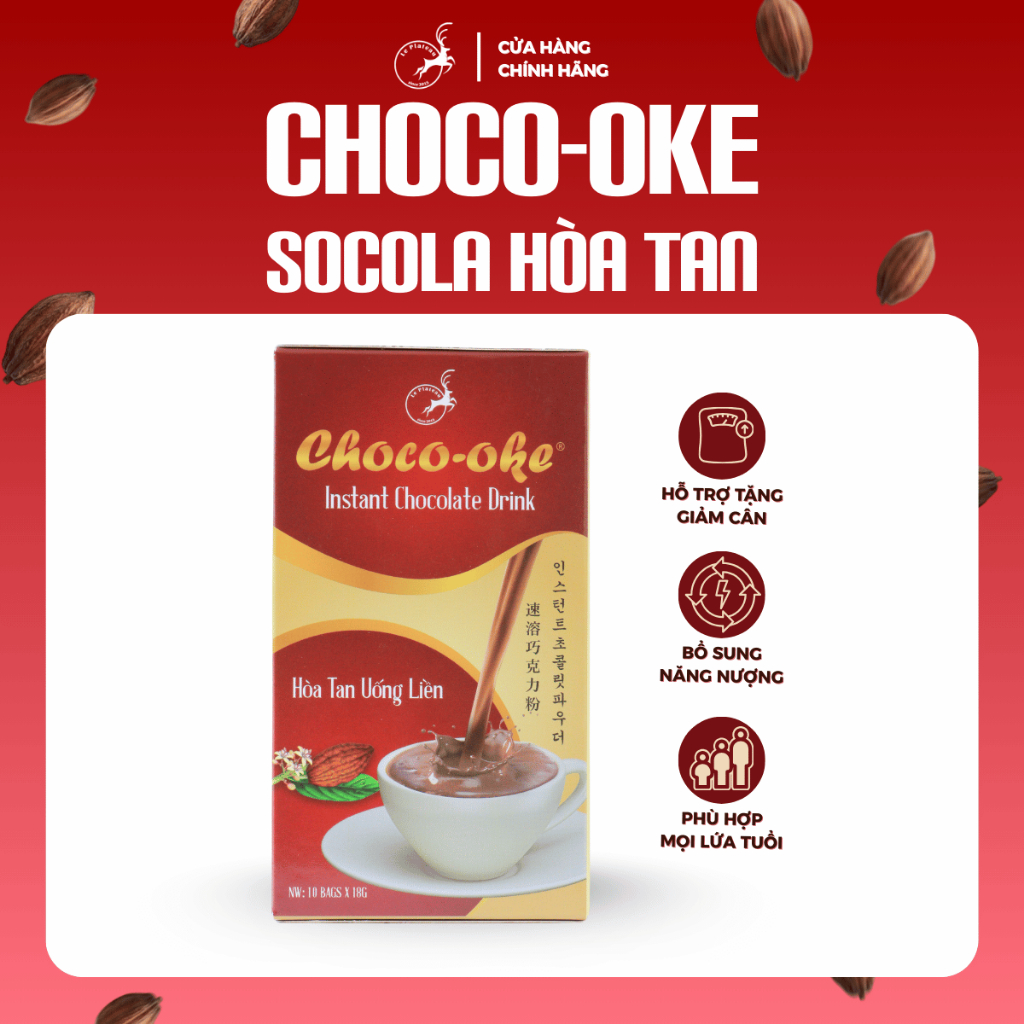Socola Hòa Tan Uống Liền CHOCO-OKE, Socola Hòa Tan Đặc Biệt Thơm Ngon Tiện Lợi, Le Plateau Coffee