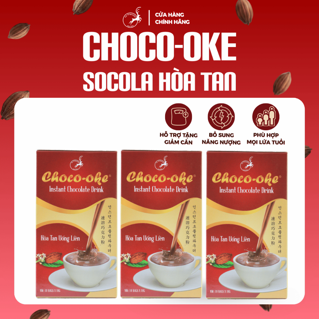 Combo 3 Hộp Socola Hòa Tan Uống liền CHOCO-OKE, Socola Hòa Tan Đặc Biệt Thơm Ngon Tiện Lợi, Le Plate