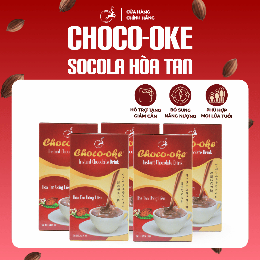 Combo 5 Hộp Socola Hòa Tan Uống liền CHOCO-OKE, Socola Hòa Tan Đặc Biệt Thơm Ngon Tiện Lợi, Le Plate