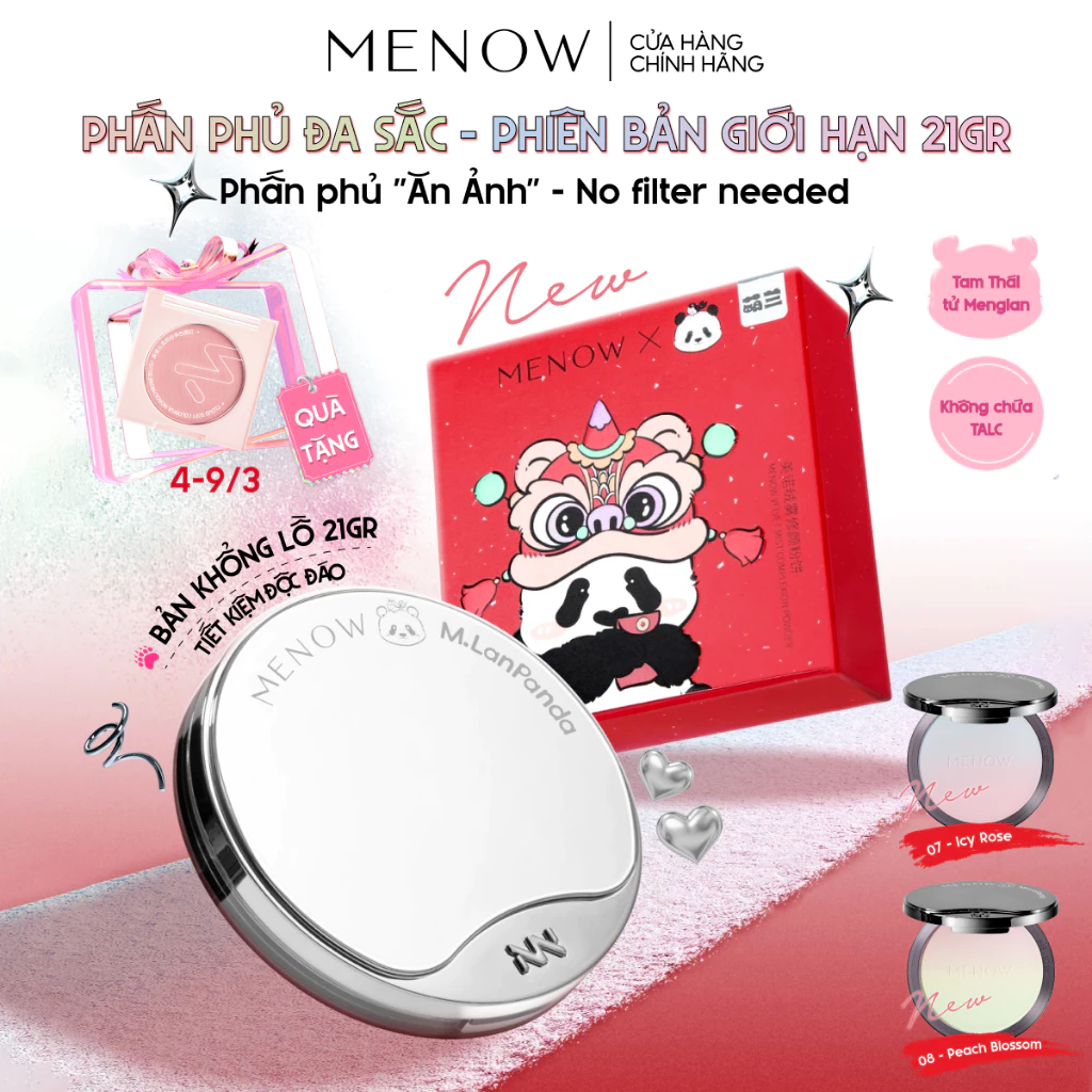 [MENOW ✨] Phấn Phủ Đa Sắc Khổng Lồ MENOW X MENGLAN PANDA Velvet Mist Complexi