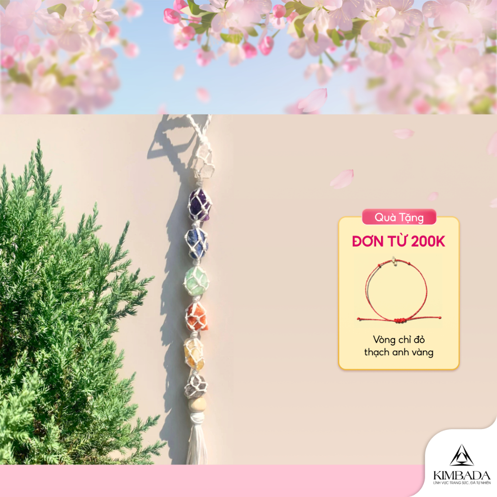 Dây treo phong thuỷ thạch anh tự nhiên Kimbada phụ kiện handmade mang năng lượng cao