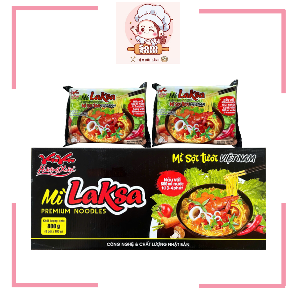 1 thùng 8 gói Mì sợi tươi Laksa Hương Xưa - Vị Yummy Béo Ngọt ( kèm gói gia vị yummy )