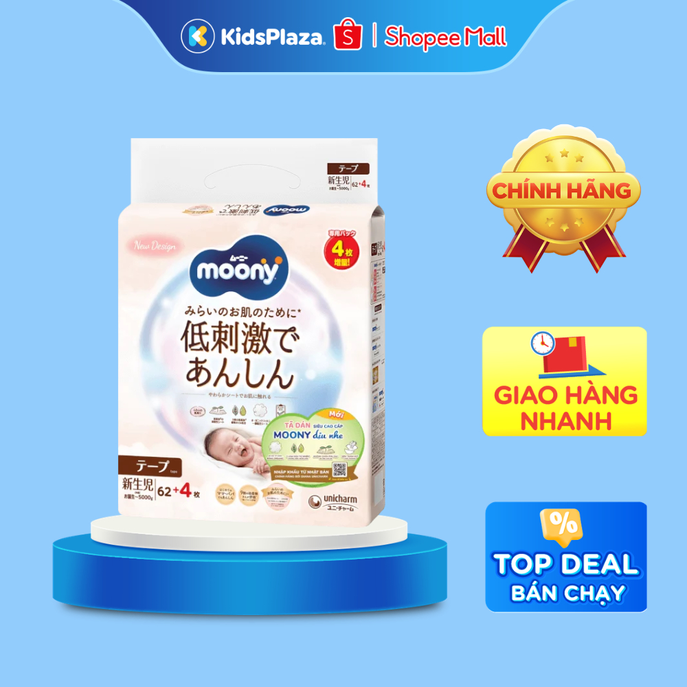 [M3] - Bỉm - Tã dán Moony Natural dịu nhẹ nhập khẩu Unichram cho bé