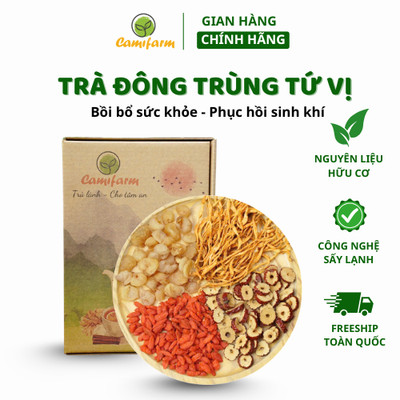 Trà đông trùng hạ thảo long nhãn tứ vị Camifarm đẹp da, bồi bổ sức khỏe, tăng cường sinh lý, dễ ngủ