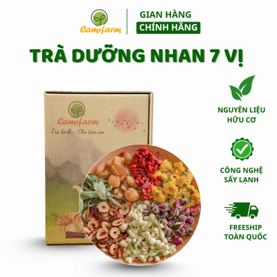 Trà Dưỡng Nhan 7 Vị Camifarm (Gồm: Hoa Cúc; Nụ Hoa Hồng; Long Nhãn; Kỷ Tử; Táo Đỏ, Cỏ ngọt, Hoa nhài)