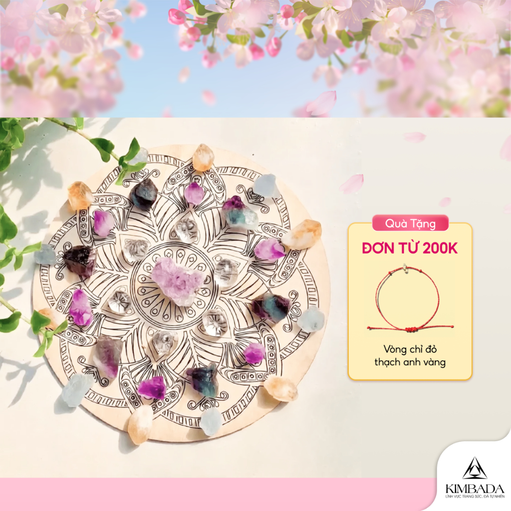 Set lưới tinh thể thạch anh tự nhiên Kimbada thu hút năng lượng, thanh tẩy phong thuỷ, trang trí