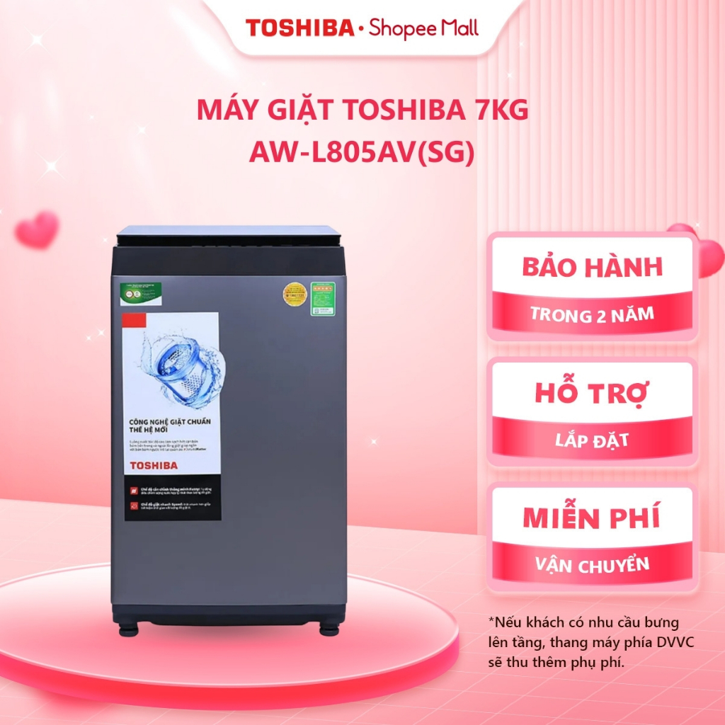 [Freeship - Lắp đặt] Máy giặt Toshiba 7Kg AW-L805AV(SG) - Hàng chính hãng, bảo hành 2 năm