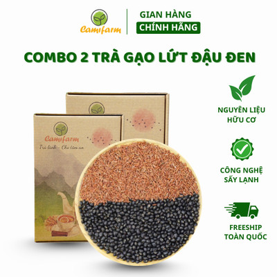 Combo 2 Hộp Trà gạo lứt đậu đen Camifarm gạo lứt huyết rồng đậu đen xanh lòng thanh nhiệt lợi sữa tốt cho mẹ và bé