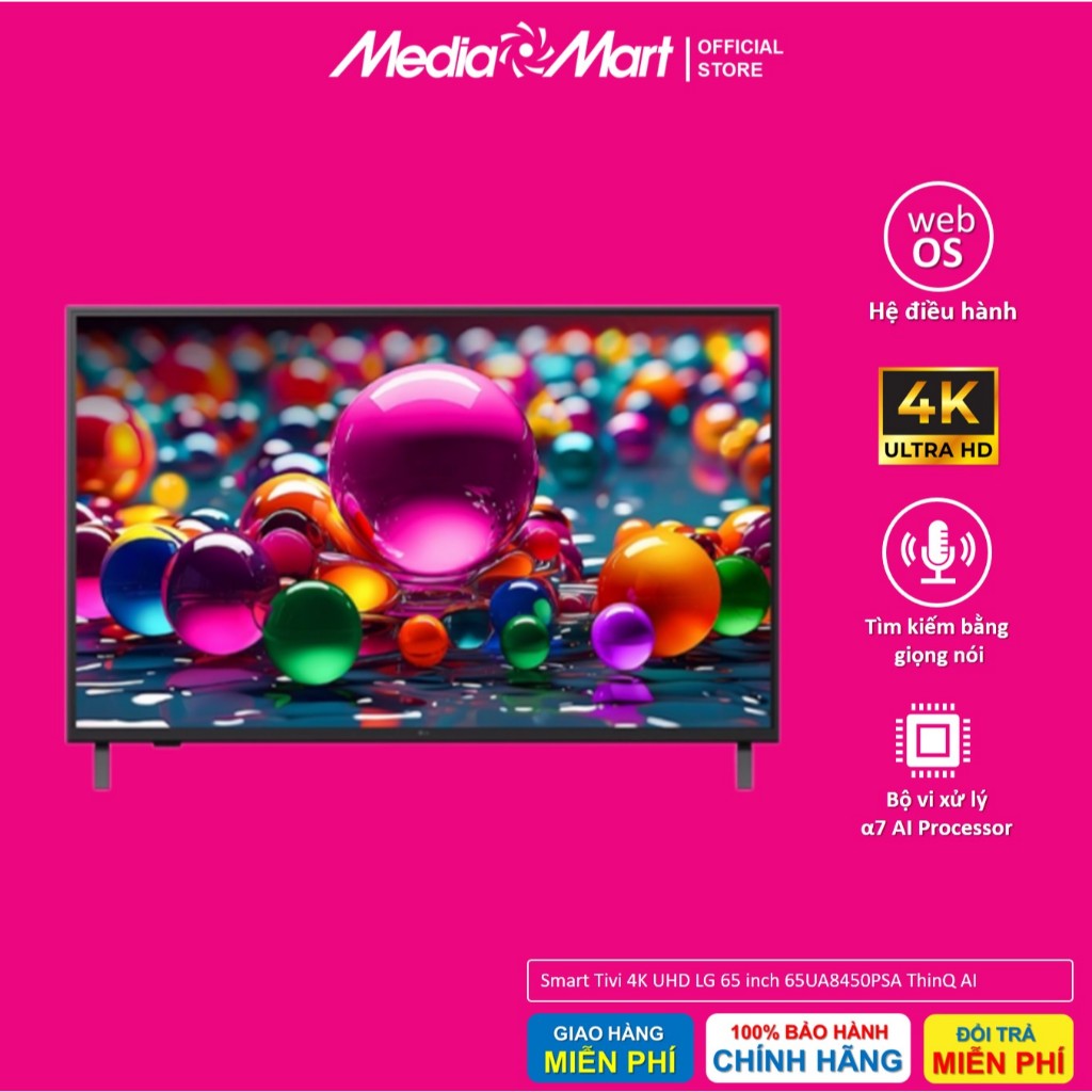 Smart Tivi 4K UHD LG 65 inch 65UA8450PSA ThinQ AI Bảo hành chính hãng