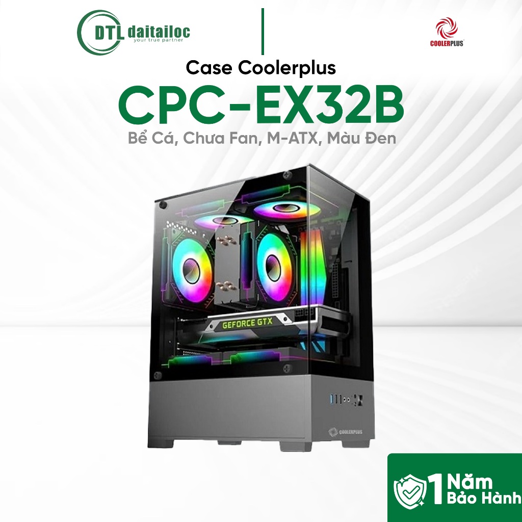 Case Coolerplus CPC-EX32B Bể Cá, Chưa Fan, M-ATX, Màu Đen | Chính Hãng | Bảo Hành 12 Tháng