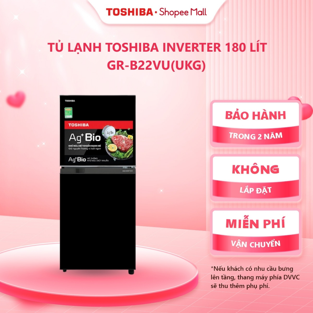 [Freeship Toàn Quốc] Tủ lạnh Toshiba Inverter 180 lít GR-B22VU(UKG) - Hàng chính hãng
