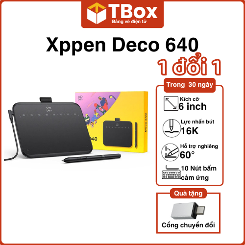 XPPen Deco 640 Bút 16K Lực Nhấn Hỗ Trợ Ghi Chú Dạy Học Phụ Kiện Máy Tính