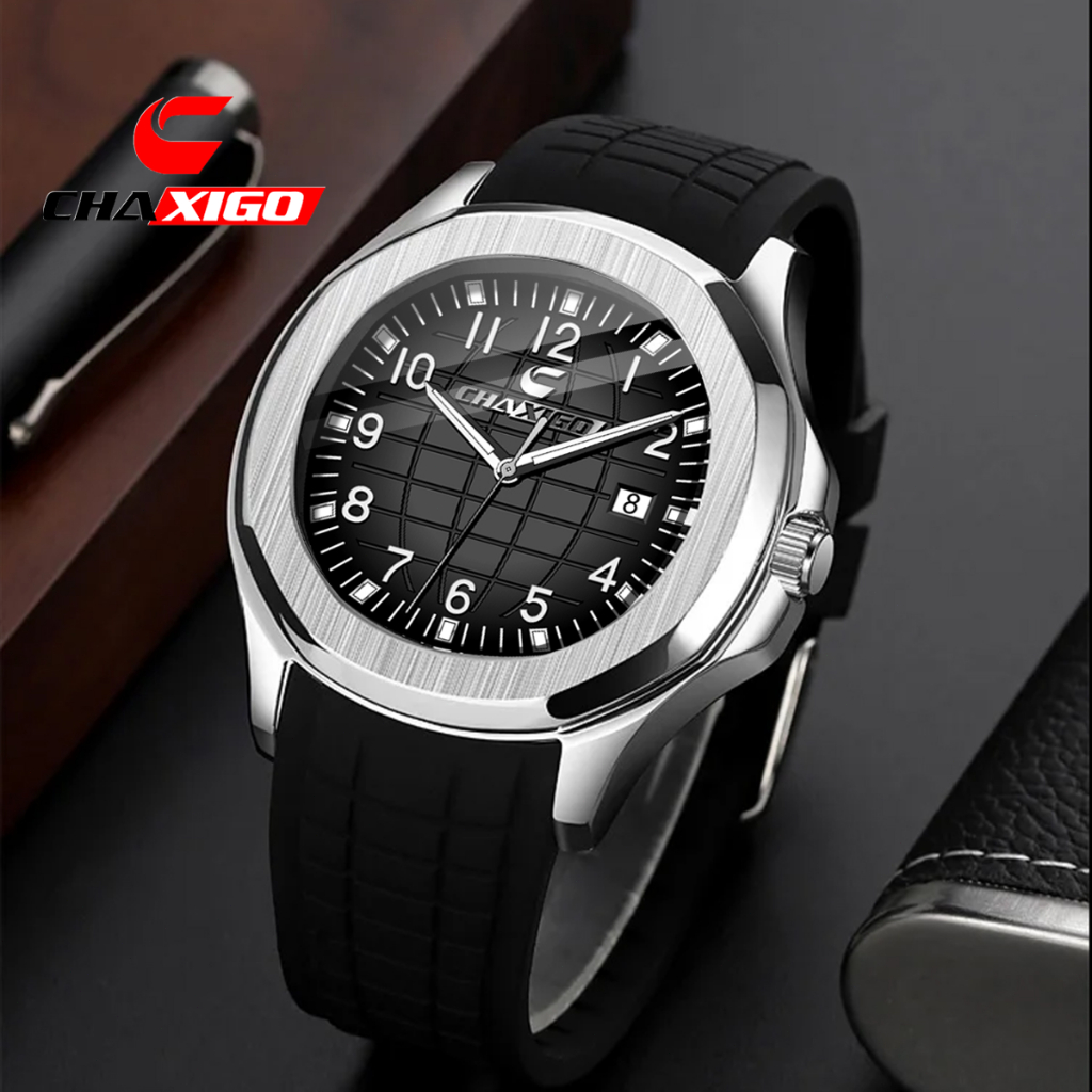 CHAXIGO Men's Classic Quartz Watch Luminous Hands Mineral Glass Stainless Steel Waterproof Casual Bu