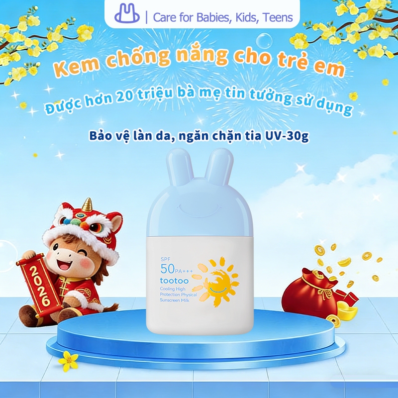 Kem Chống Nắng Vật Lý Cho Bé tootoo SPF50/PA+++ Bảo Vệ Tối Đa Tia UVA/UVB dưỡng ẩm an toàn cho bé
