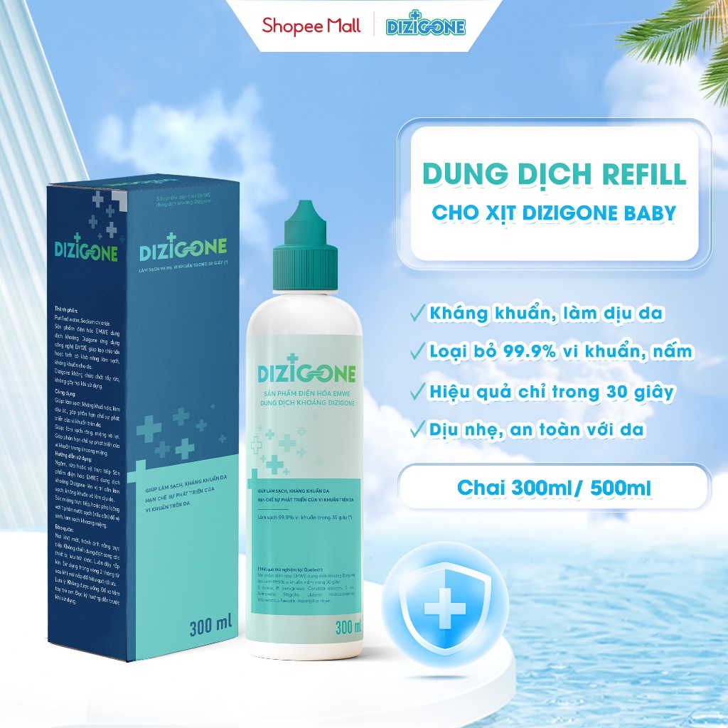 Dung dịch dịu da, kháng khuẩn DIZIGONE: Dung dịch cho chai xịt kháng khuẩn DIZIGONE Baby