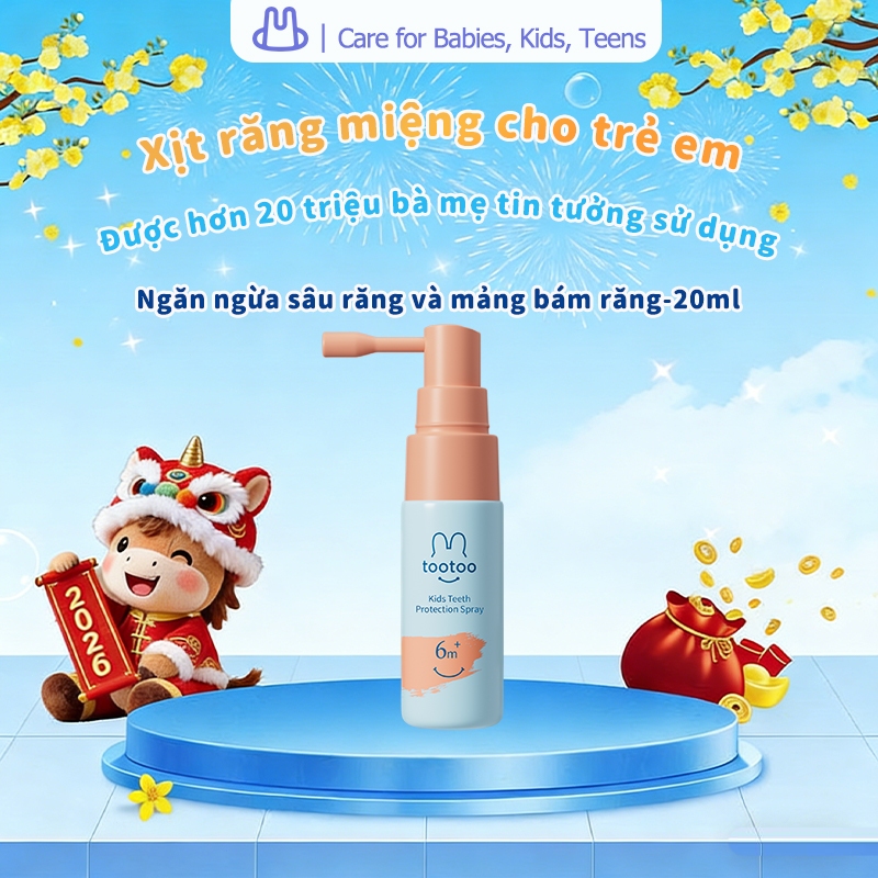 Xịt chống sâu răng tootoo vị nho nuốt được không cay làm sạch mảng bám cho bé từ 6 tháng tuổi