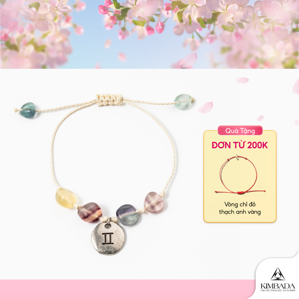 Vòng tay nữ handmade đá thạch anh mix charm cung hoàng đạo Kimbada phong thuỷ cá tính