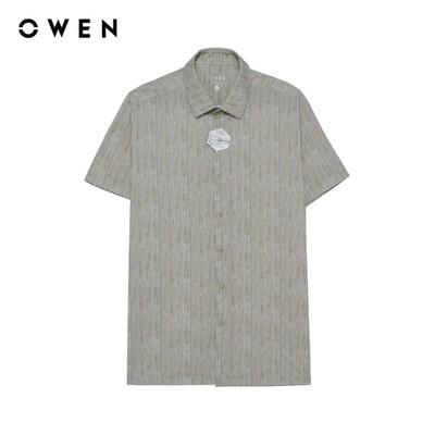Owen - Áo sơ mi ngắn tay Body Fit AB256047N màu Nâu chất liệu Knit