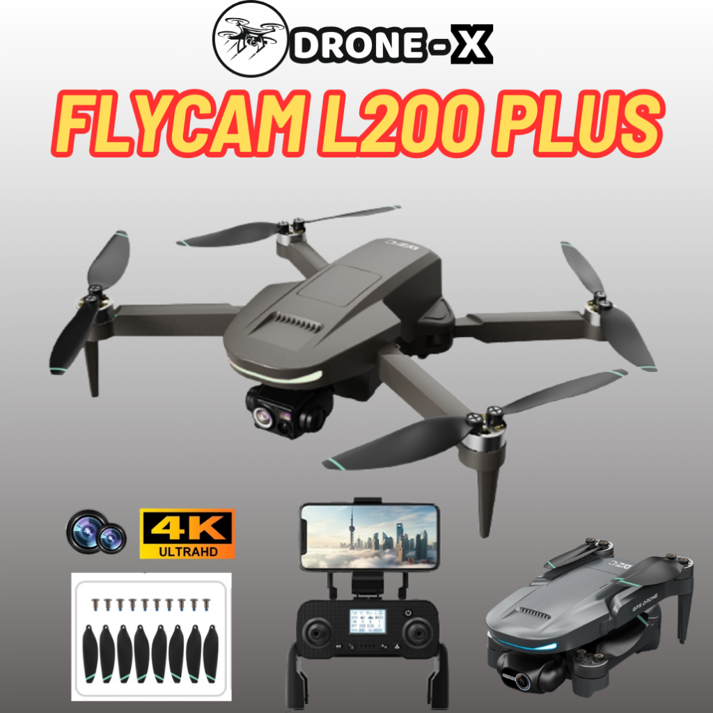 Flycam L200 Plus, Tự Động Quay Về, GPS, Động Cơ Không Chổi Than, Nhỏ Ngọn, Drone Mini Giá Rẻ