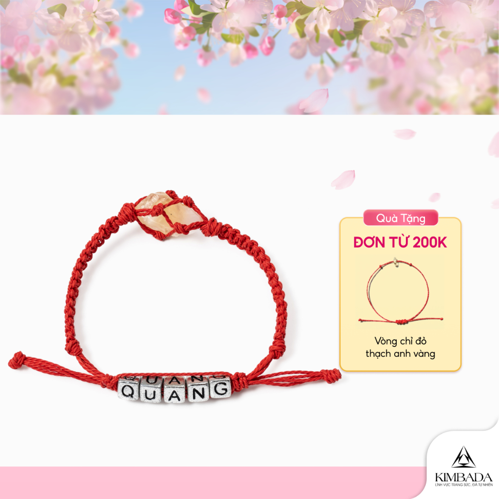 Vòng tay handmade đá thô tự nhiên mix charm chữ cái Kimbada phong thuỷ phụ kiện unisex freesize