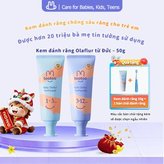 Kem đánh răng trẻ em tootoo Olaflur (1-12 tuổi) Hương đào, Ngăn ngừa sâu răng & Làm sạch 50g