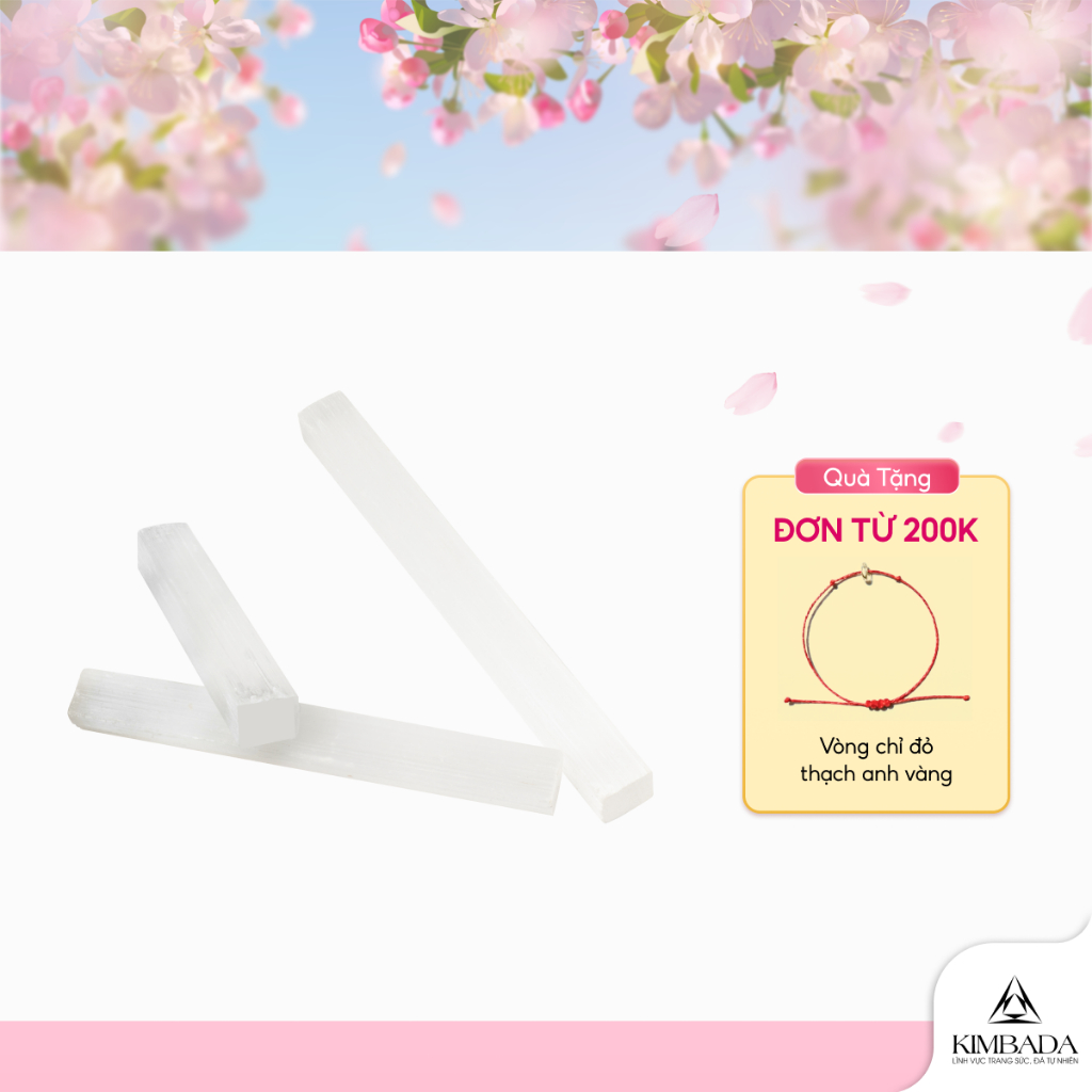 Thanh đá selenite phong thuỷ tự nhiên Kimbada hỗ trợ thanh tẩy năng lượng, tarot, reiki thiền