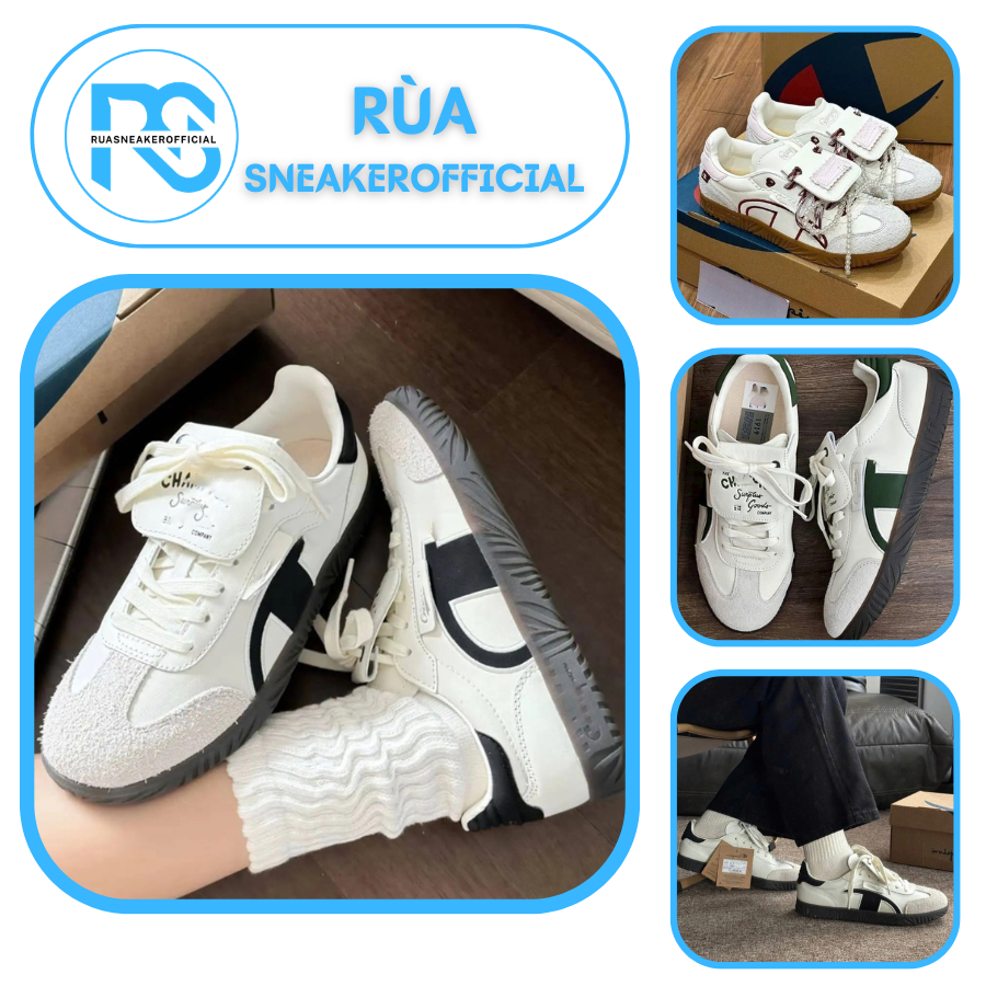 Giày Sneaker Cham-pi Xanh +Đen, Giày Thể Thao Thời Trang Full Box (Có Hỗ Trợ Đổi Size)