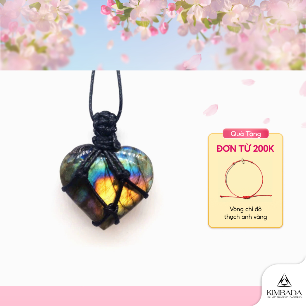 Dây chuyền mặt đá hắc nguyệt quang tự nhiên Kimbada vòng cổ thời trang unisex cá tính