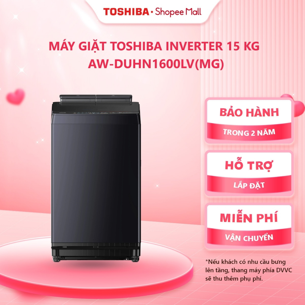 [Freeship + Lắp Đặt Toàn Quốc] Máy giặt Toshiba Inverter 15 kg AW-DUHN1600LV(MG) - Hàng chính hãng