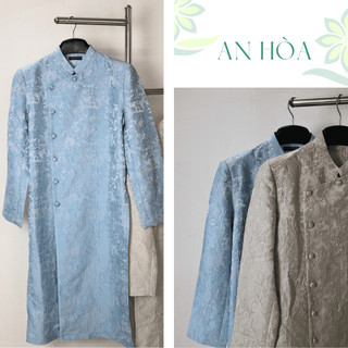 Áo Dài Nam Phúc Hải - Phúc Ngân chuẩn form dày dặn, họa tiết dệt nổi sang xịn, gấm cao cấp mặc lễ, Tết, cưới hỏi-An Hòa