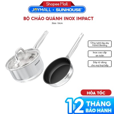 Bộ Chảo Quánh Inox Impact Sunhouse ECO IN16BB1, Hàng Chính, Dùng Được Trên Mọi Loại Bếp - JoyMall