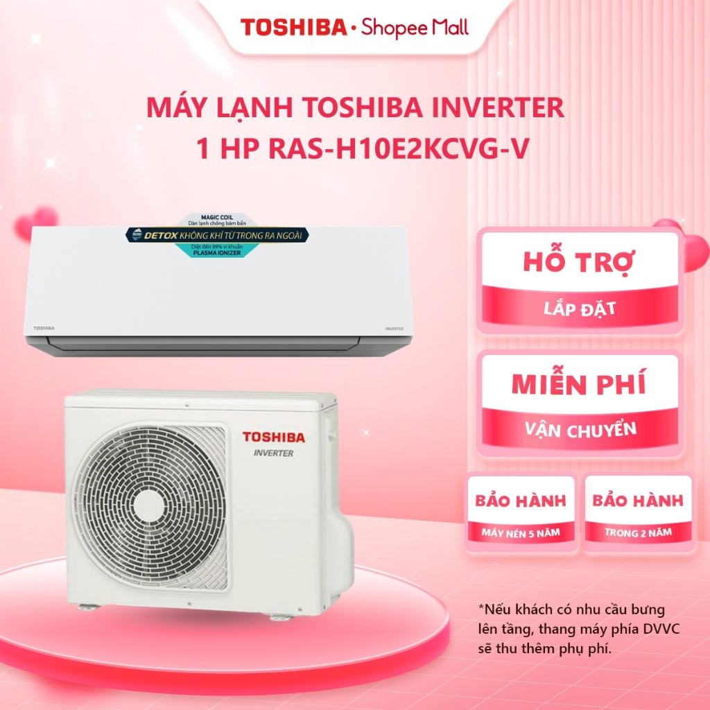 [FREESHIP] Máy lạnh Toshiba Inverter 1 HP RAS-H10E2KCVG-V/ 1.5 HP RAS-H13E2KCVG-V - Bảo hành chính h