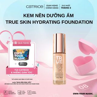 Kem nền dưỡng ẩm Catrice True Skin Hydrating Foundation cấp ẩm và che khuyết điểm tối ưu 30ml