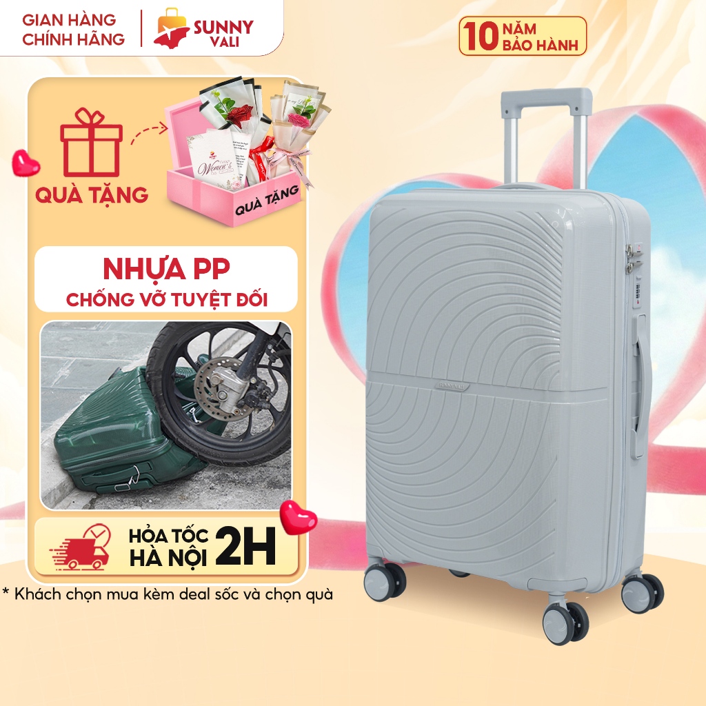 Vali kéo du lịch SUNNY ROGER size 20/24/28 chất liệu nhựa PP chống vỡ tuyệt đối bảo hành 10 năm