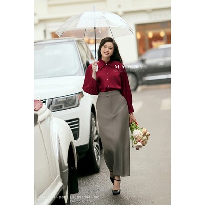 Áo Sơ Mi Nữ Công Sở MY WAY Dáng Trơn Basic Lụa Cao Cấp 3MA03164