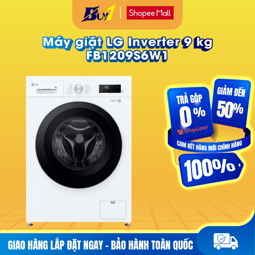 FB1209S6W1 - Máy giặt lồng ngang LG Inverter 9.0 kg FB1209S6W1 - Hàng chính hãng