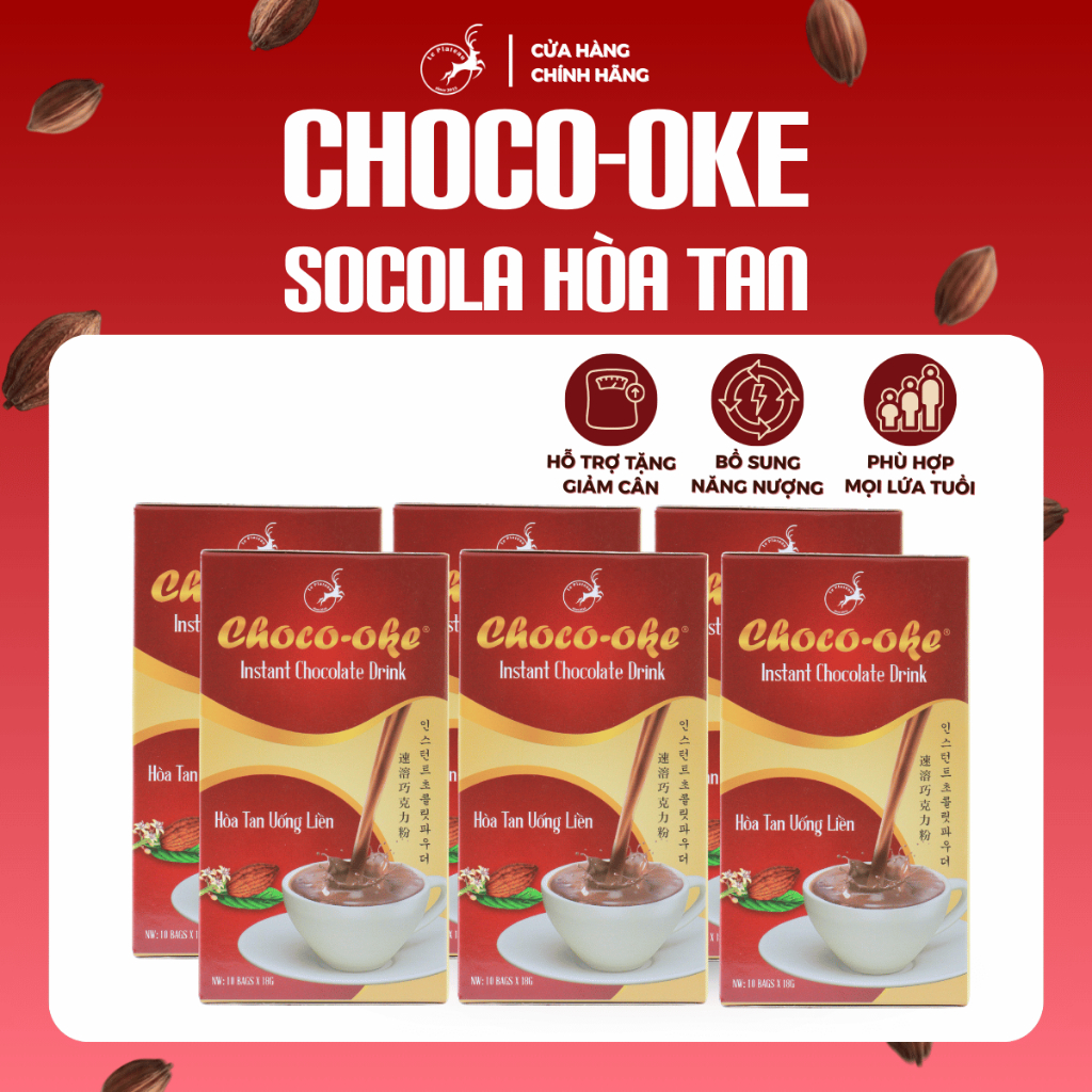 Combo 6 Hộp Socola Hòa Tan Uống liền CHOCO-OKE, Socola Hòa Tan Đặc Biệt Thơm Ngon Tiện Lợi, Le Plate