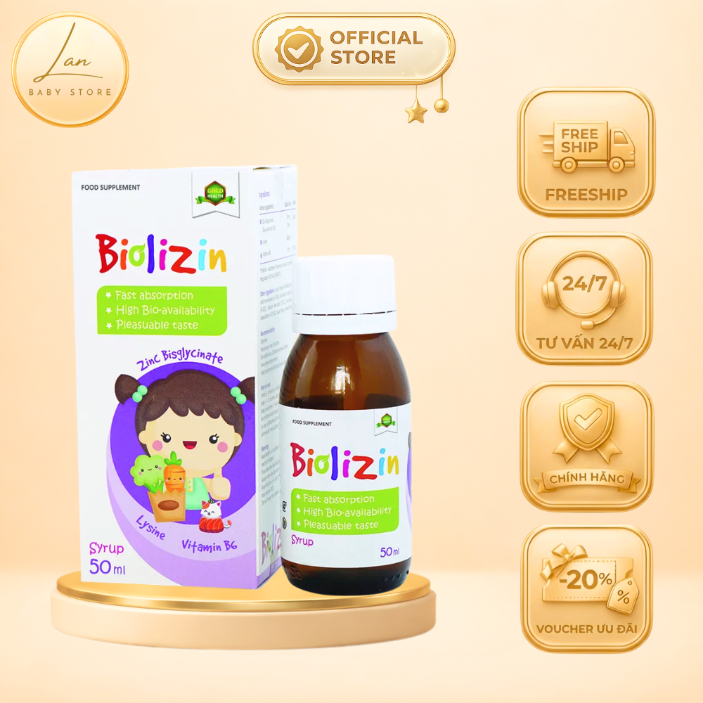 Biolizin Kẽm Hữu Cơ Lysine B6 Cho Bé Dạng Siro Biozilin 50ml – Hỗ Trợ Ăn Ngon, Tăng Đề Kháng, Bổ Sun