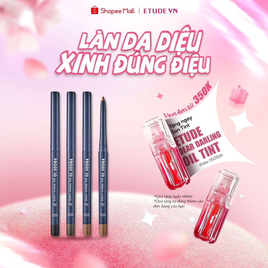 [MÀU 03- MUA 1 TẶNG 1] Chì Kẻ Mắt Liner Dạng Gel ETUDE Proof 10 gel Pencil Liner 4 màu