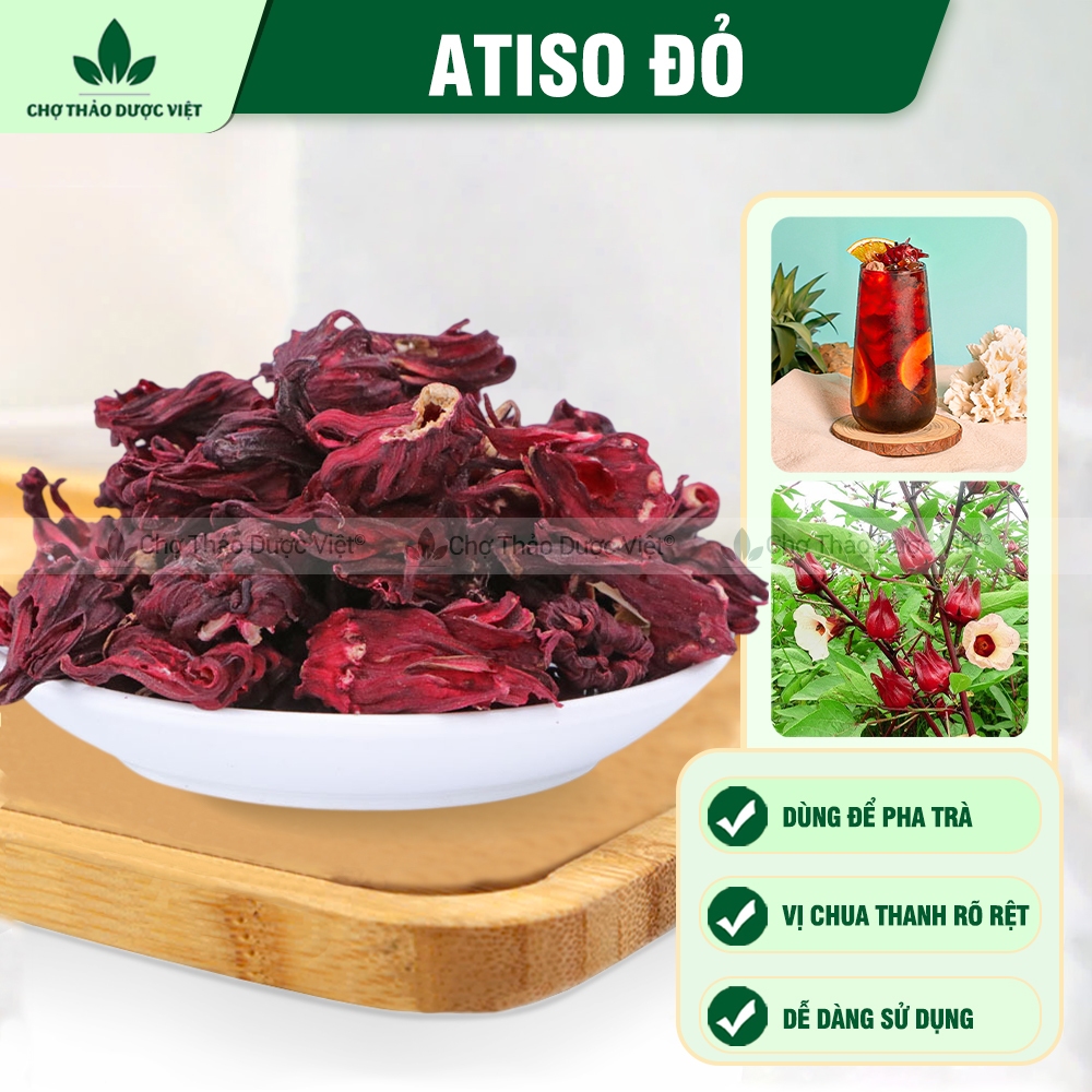 Hoa atiso đỏ 1kg, hoa bụp giấm, hibiscucs, nguyên liệu pha trà, làm siro, giúp giải nhiệt, mát gan