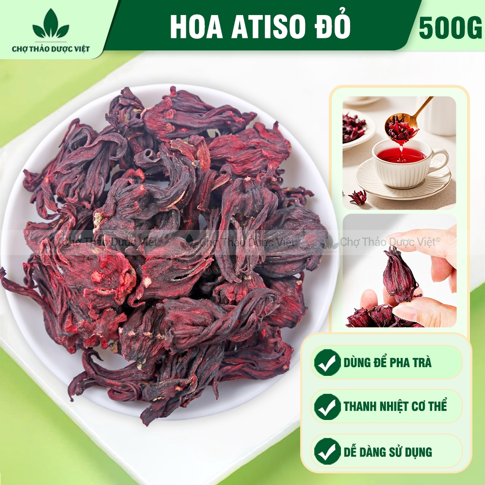 Hoa atiso đỏ 500g, hoa bụp giấm, hibiscucs, nguyên liệu pha trà, làm siro, giúp giải nhiệt, mát gan
