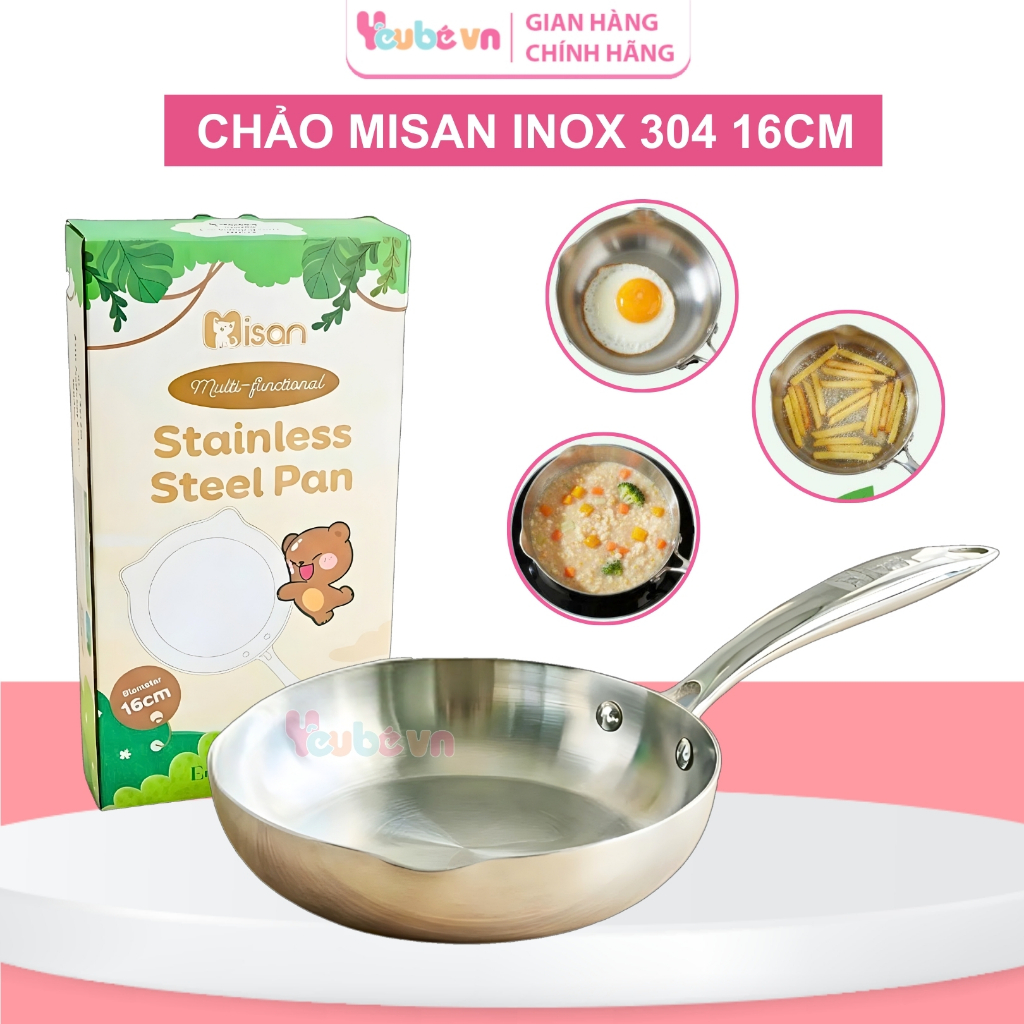 Chảo Inox 304 Nguyên Khối 3 Lớp Misan Enchanted Forest 16cm Chống Dính, Không Thôi Nhiễm Bắt Nhiệt T