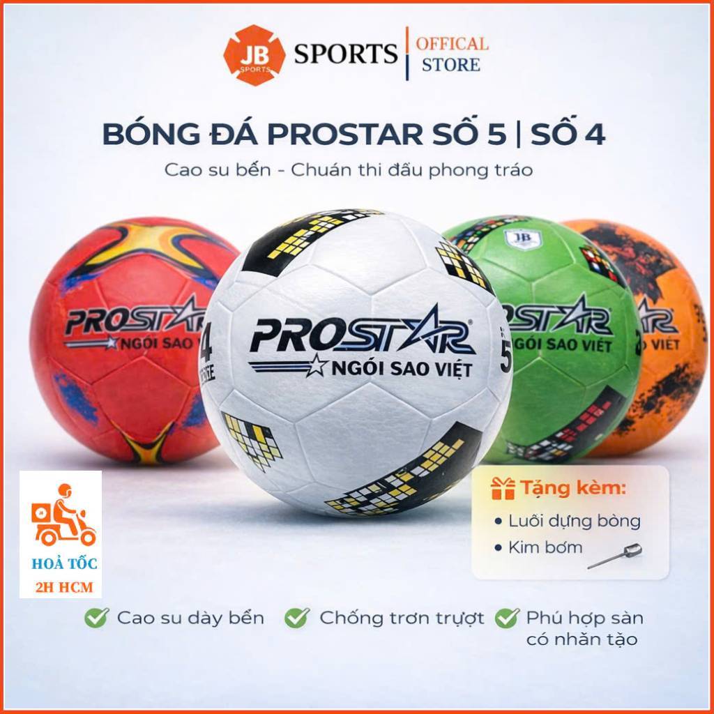 Quả Bóng Đá Cao Su Prostar Số 5, Số 4, Quả Banh Trẻ Em - Tặng Kèm Lưới Đựng Banh Và Kim Bơm