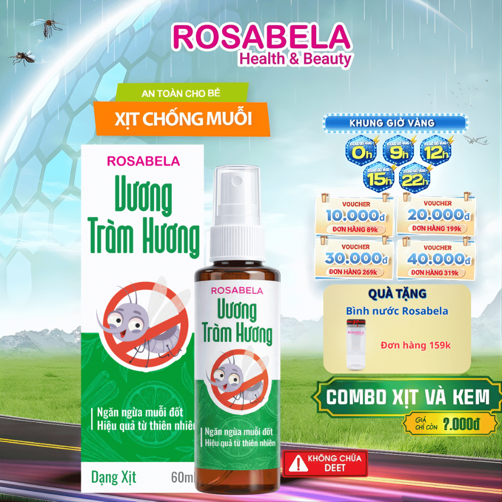 Xịt chống muỗi cho bé Vương Tràm Hương ngăn ngừa muỗi đốt đuổi muỗi hiệu quả (60ml)