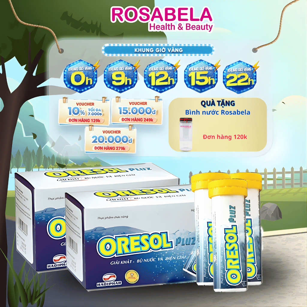 Combo 5 tuýp viên sủi Oresol Pluz tăng cường sức đề kháng, giải khát, bù nước và điện giải (10 viên/