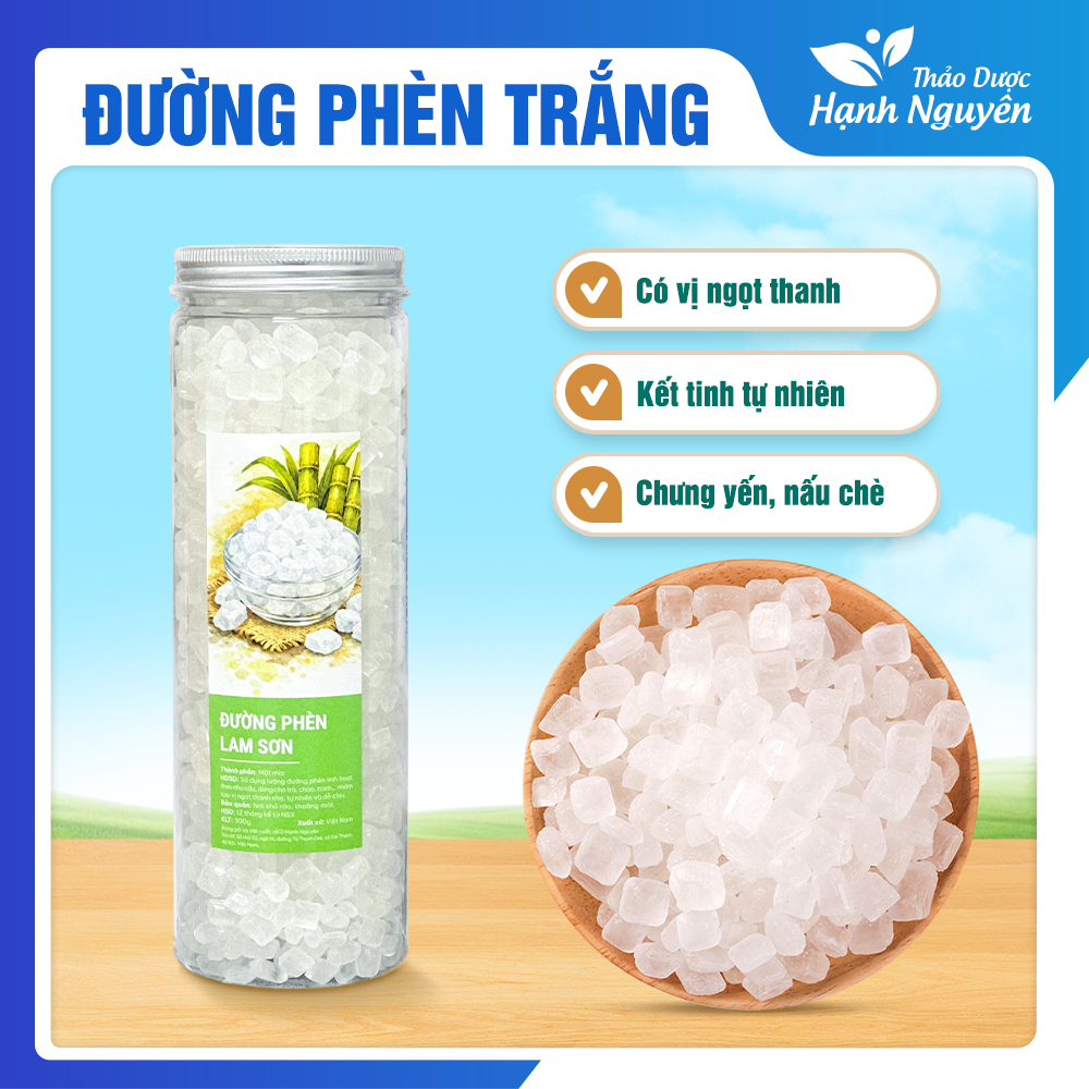 Đường phèn trắng Lam Sơn 100g, vị ngọt thanh tự nhiên, dùng nấu chè, chưng yến, pha trà, nấu siro
