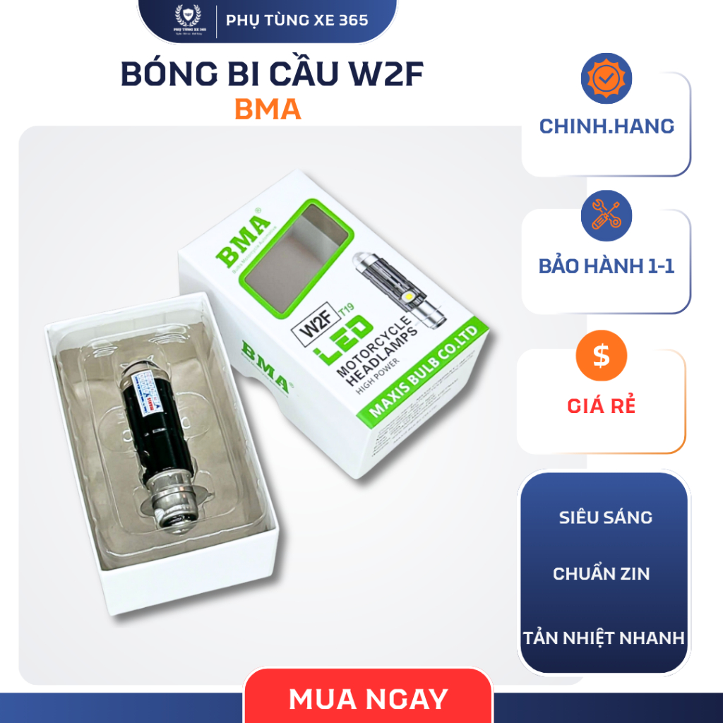 ĐÈN PHA BI CẦU H6 W2F BMA – CHÂN M5 COS TRẮNG, PHA VÀNG TRẮNG (CÓ DEMI ĐỔI MÀU)