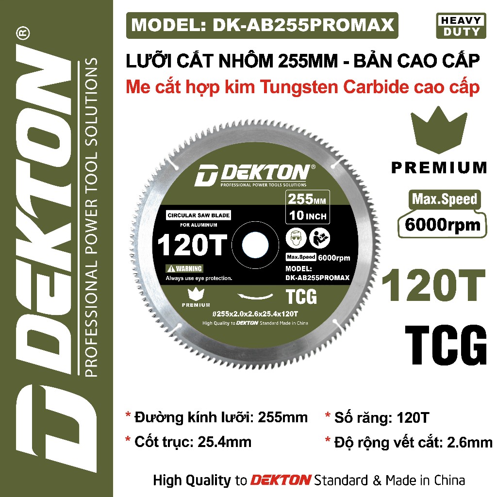 Lưỡi cắt nhôm 255mm CHẤT LƯỢNG CAO Dekton DK-AB255PRO / DK-AB255PROMAX - 120 Răng